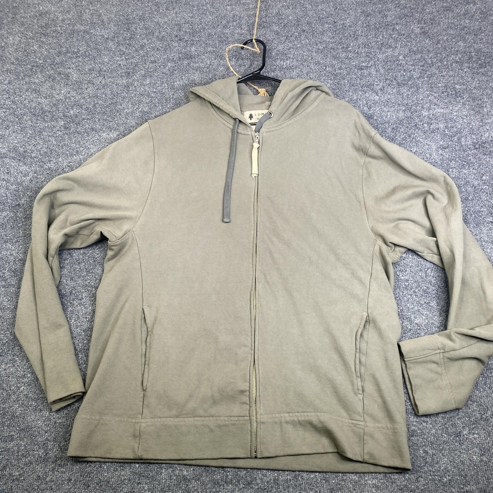 Lumber Union Hoodie Mens XL Green Full Zip Sweatshirt Cotton USA Made Huckberry